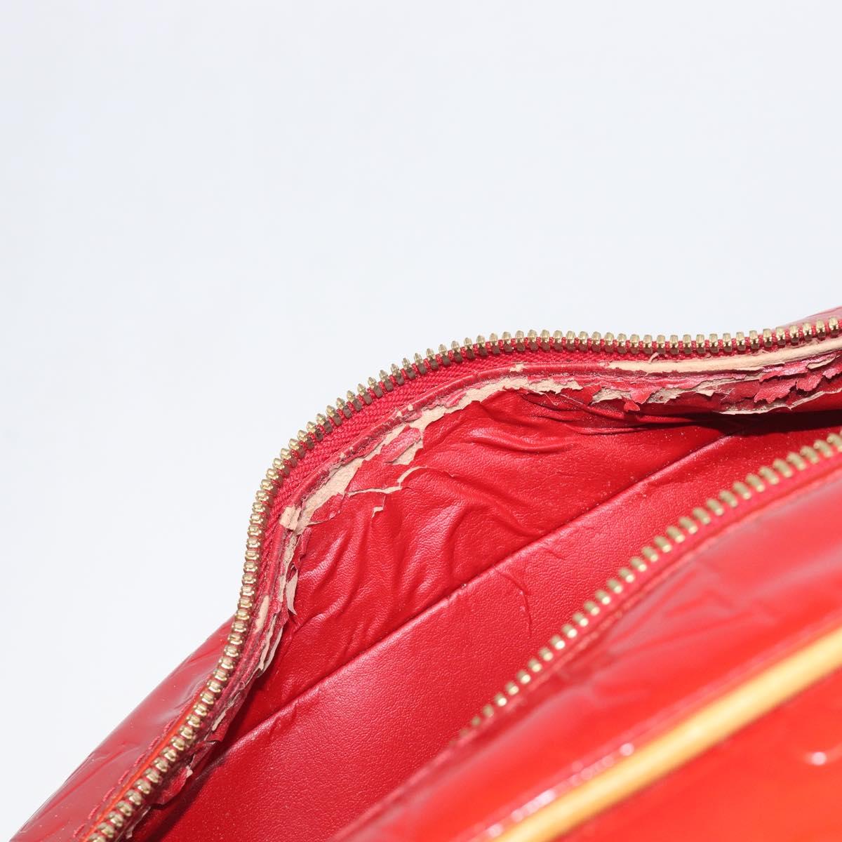 LOUIS VUITTON Monogram Vernis Sutton Hand Bag Red Rouge M91080 LV Auth 196857