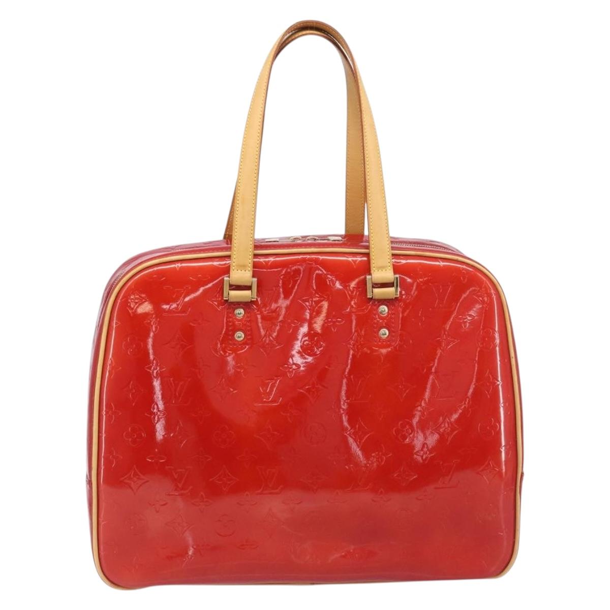LOUIS VUITTON Monogram Vernis Sutton Hand Bag Red Rouge M91080 LV Auth 196857