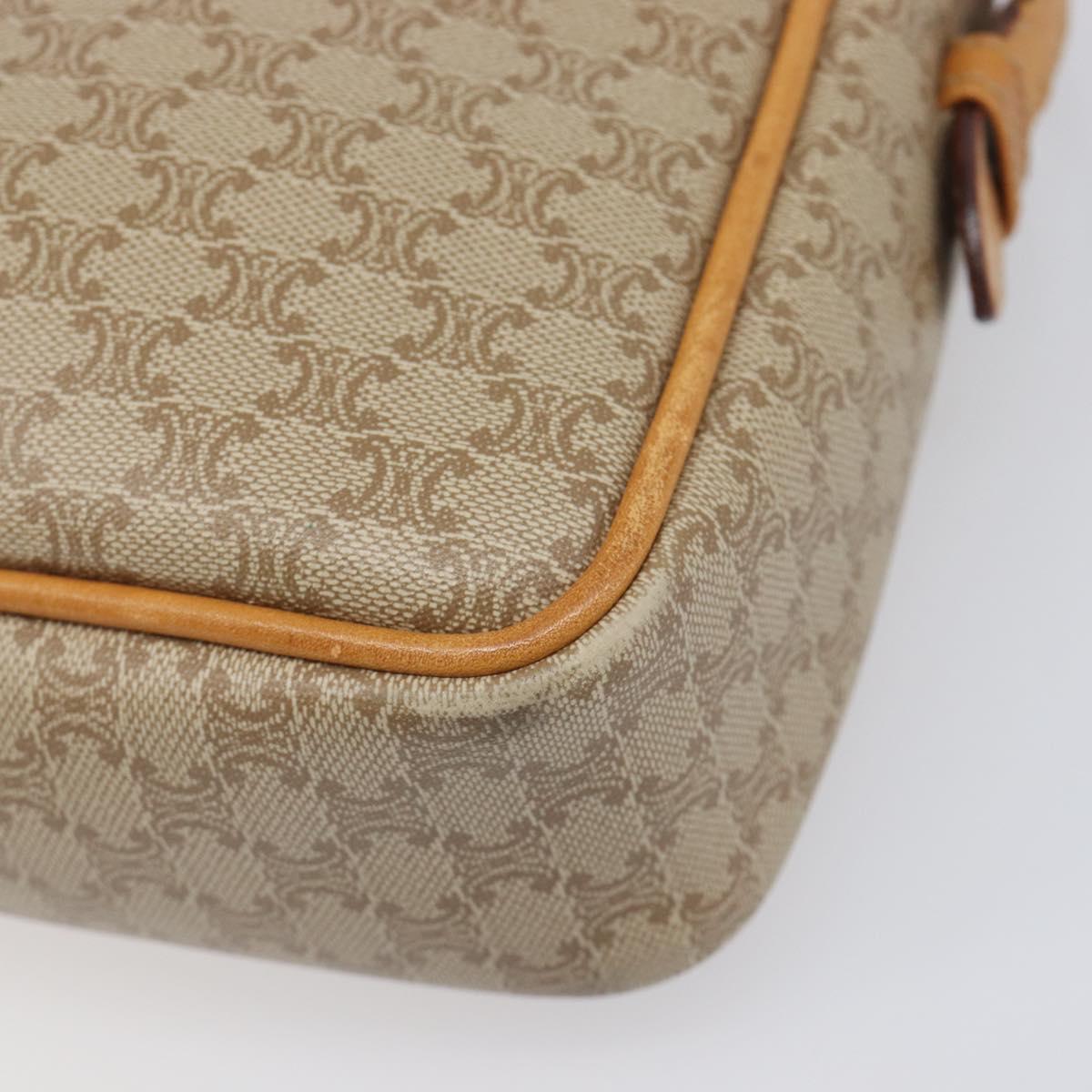 CELINE Macadam Canvas Shoulder Bag PVC Beige Gold Auth 196864