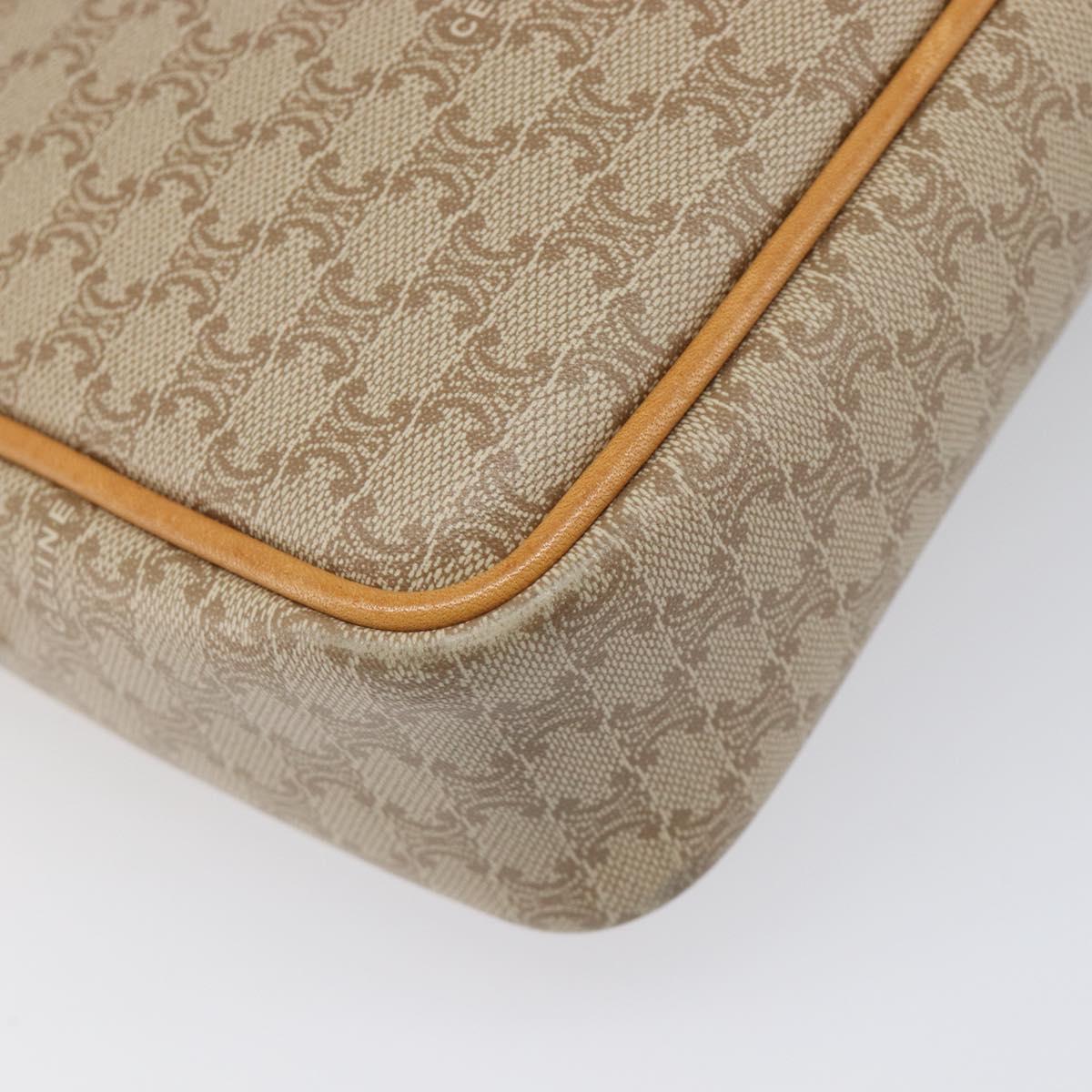 CELINE Macadam Canvas Shoulder Bag PVC Beige Gold Auth 196864