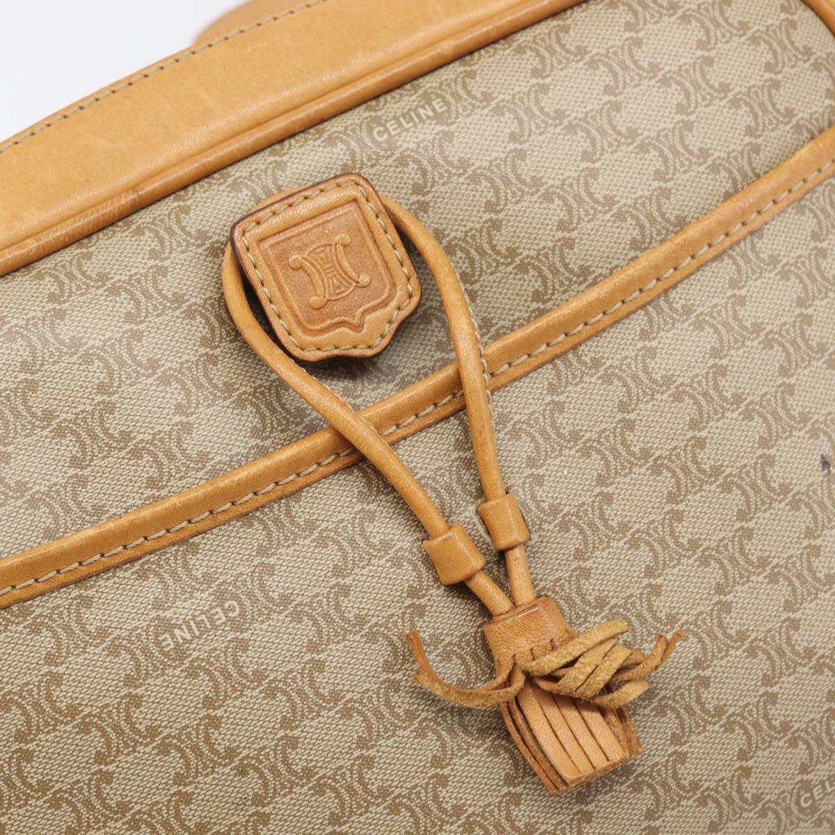 CELINE Macadam Canvas Shoulder Bag PVC Beige Gold Auth 196864
