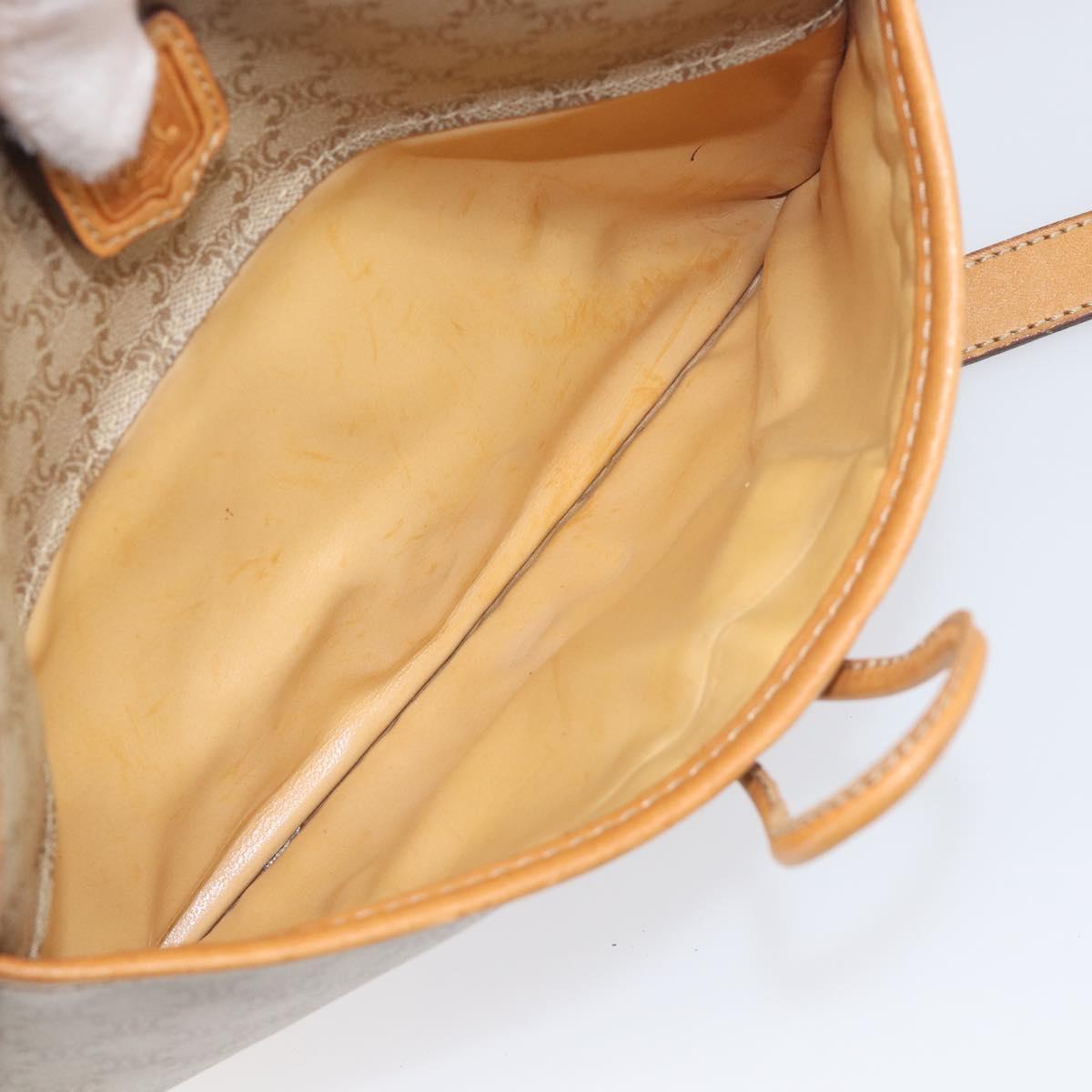 CELINE Macadam Canvas Shoulder Bag PVC Beige Gold Auth 196864