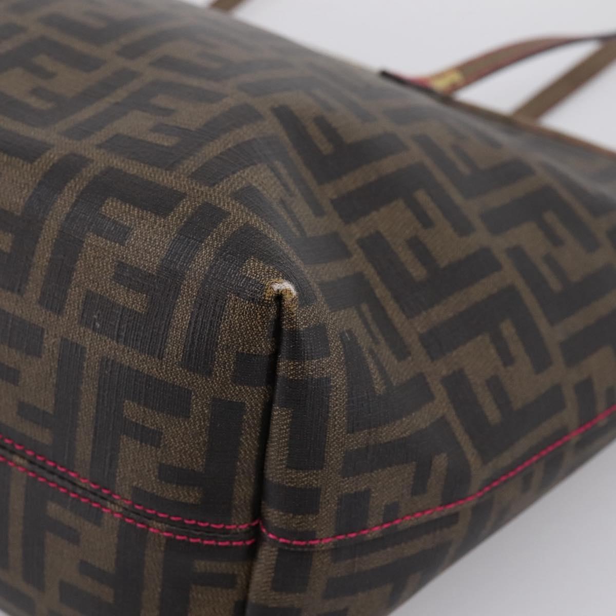 FENDI Zucca Canvas Tote Bag PVC Brown Black Auth 196868