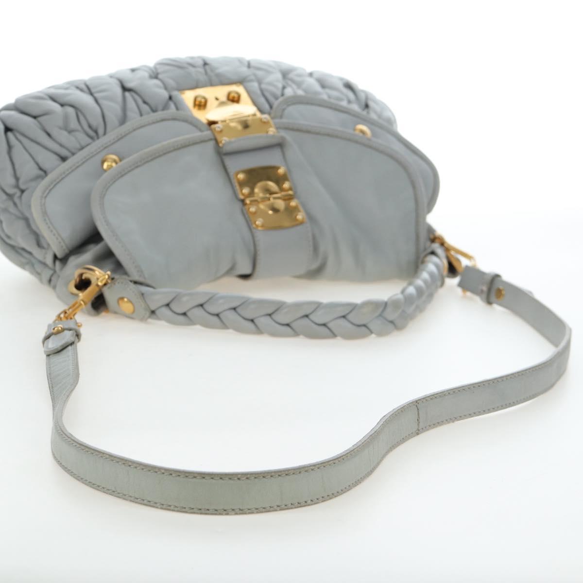 Miu Miu Hand Bag Leather 2way Gray Gold Auth 196873A