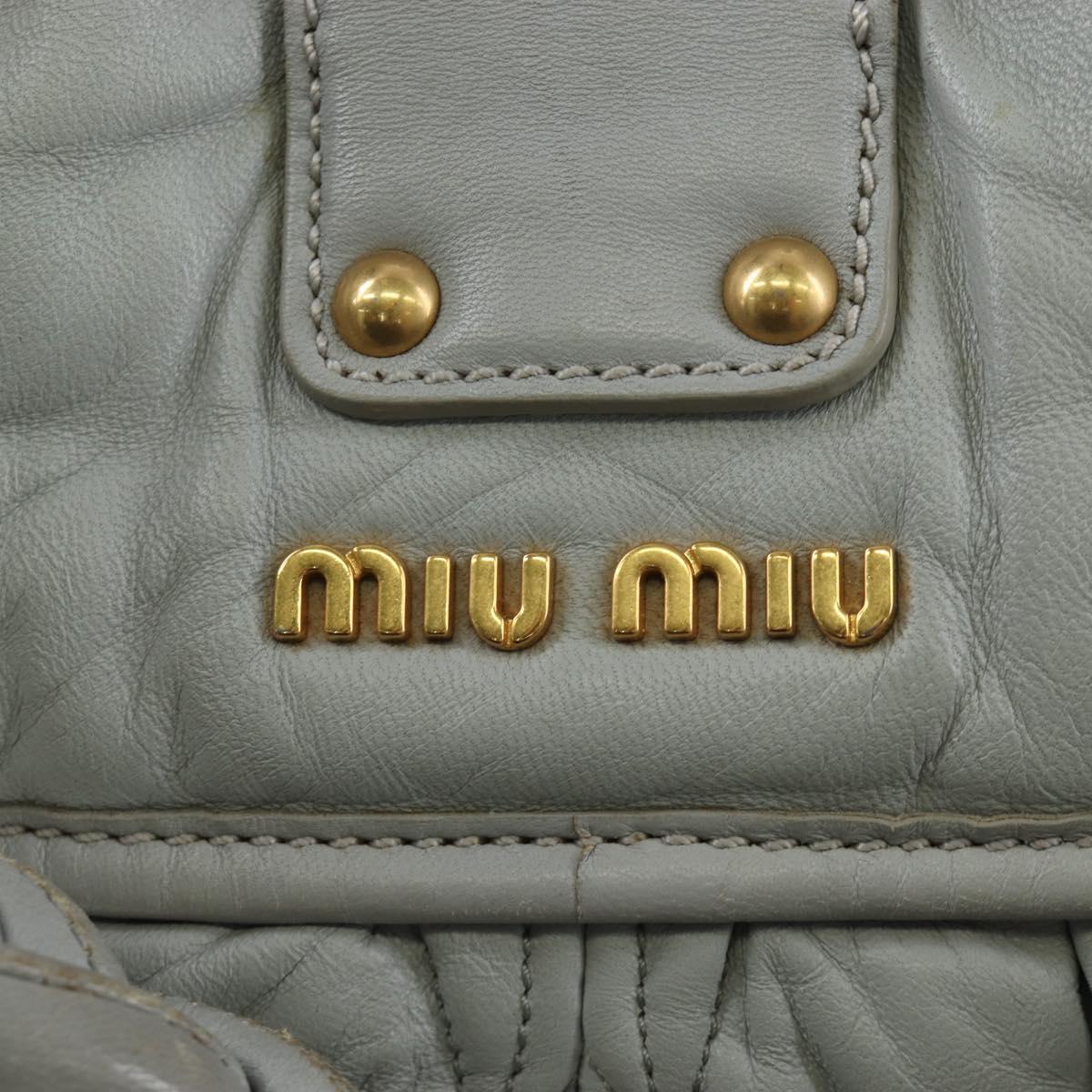 Miu Miu Hand Bag Leather 2way Gray Gold Auth 196873A