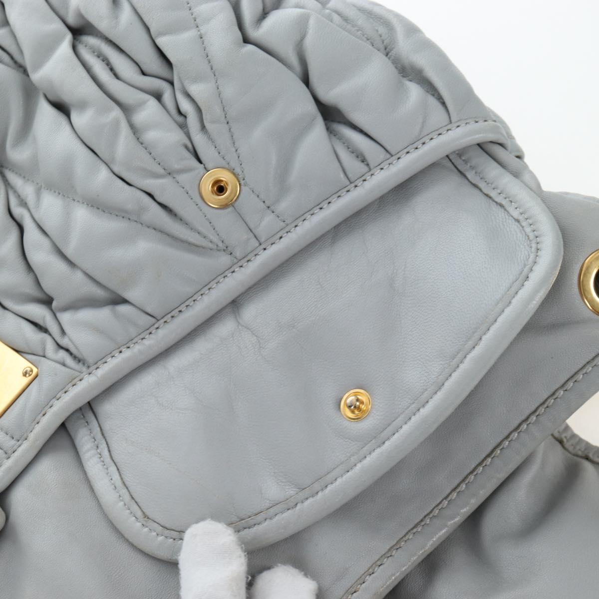 Miu Miu Hand Bag Leather 2way Gray Gold Auth 196873A