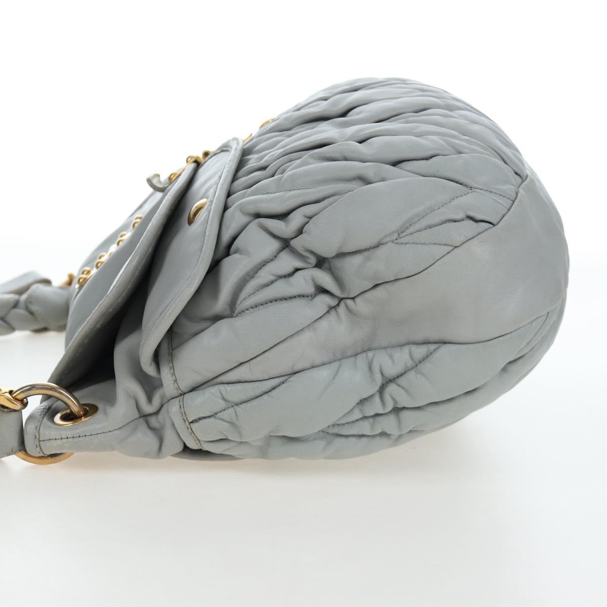 Miu Miu Hand Bag Leather 2way Gray Gold Auth 196873A