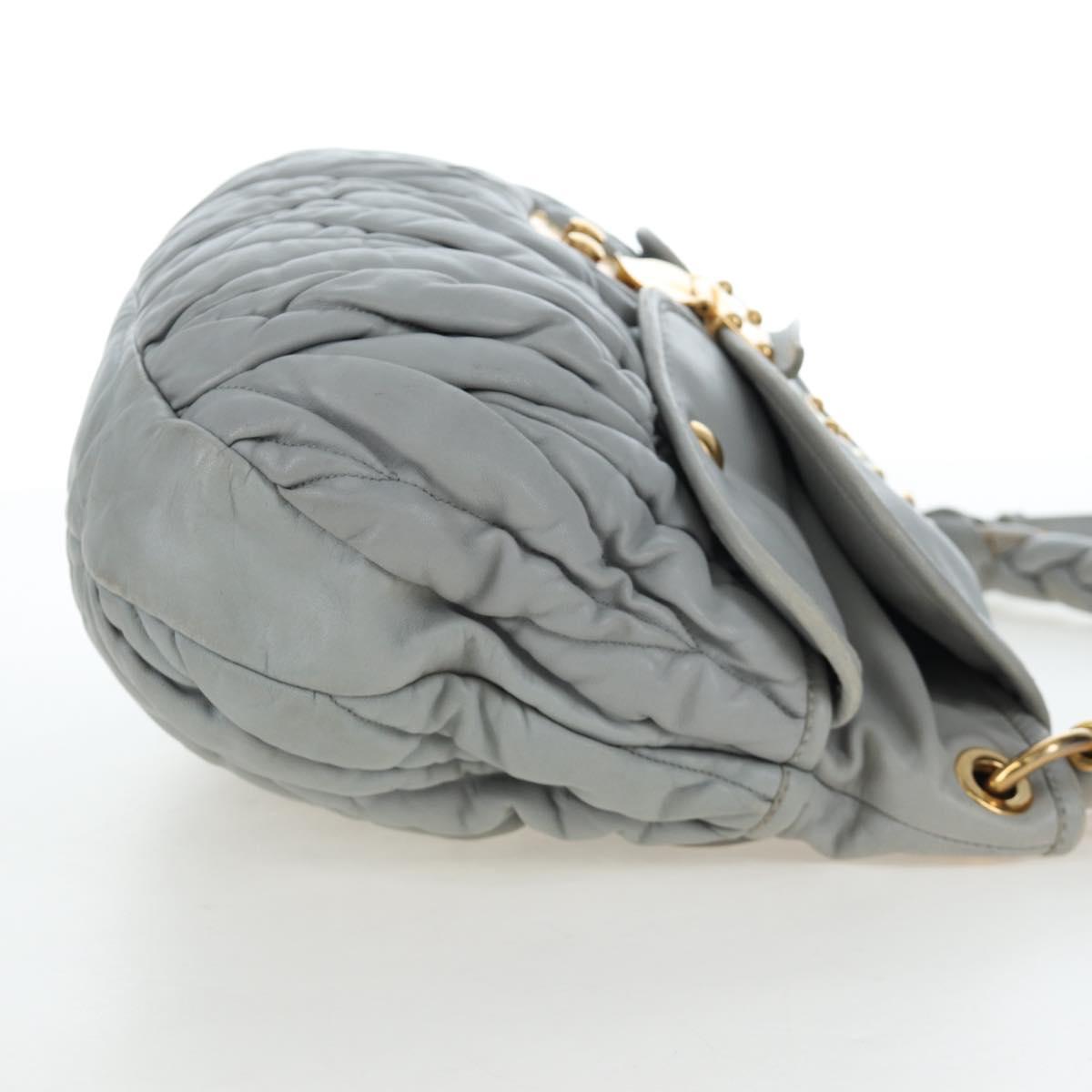 Miu Miu Hand Bag Leather 2way Gray Gold Auth 196873A