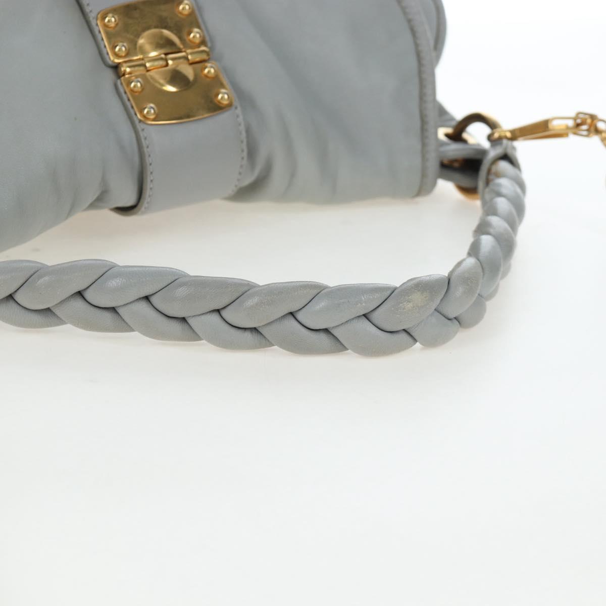 Miu Miu Hand Bag Leather 2way Gray Gold Auth 196873A