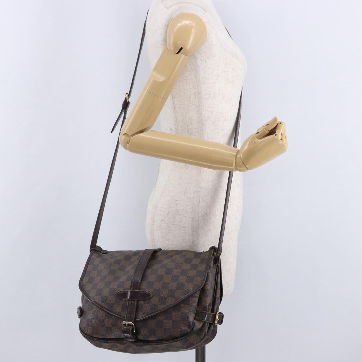 LOUIS VUITTON Damier Ebene Saumur 30 Shoulder Bag SPO N48081 LV Auth 196874