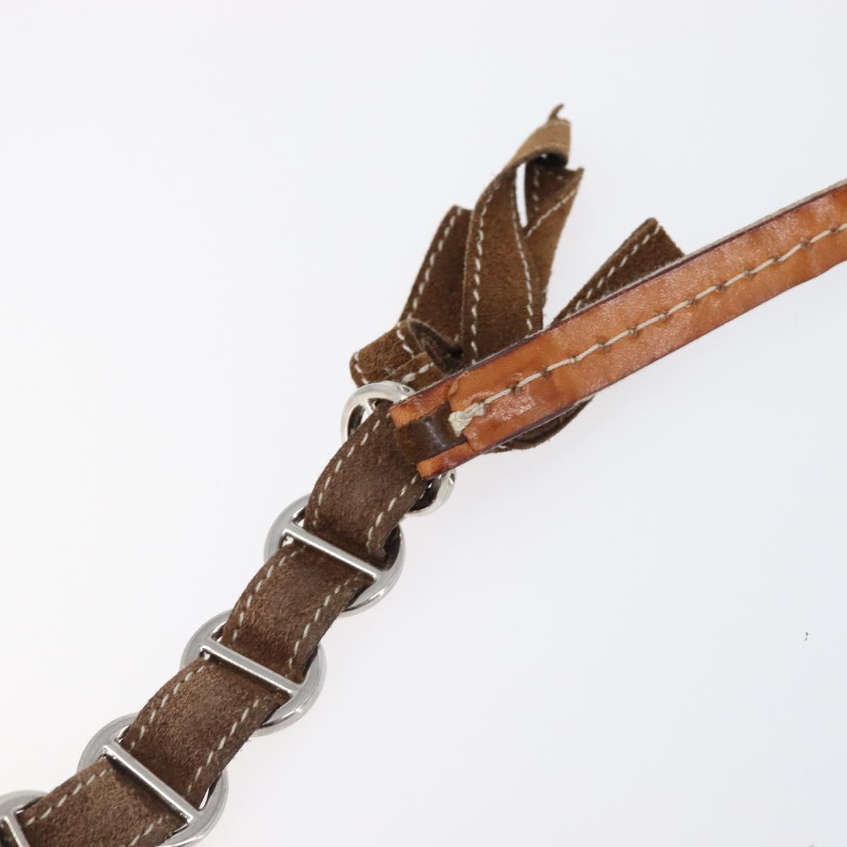 Christian Dior Trotter Canvas Romantic Chain Bag PVC Brown Silver Auth 196875M