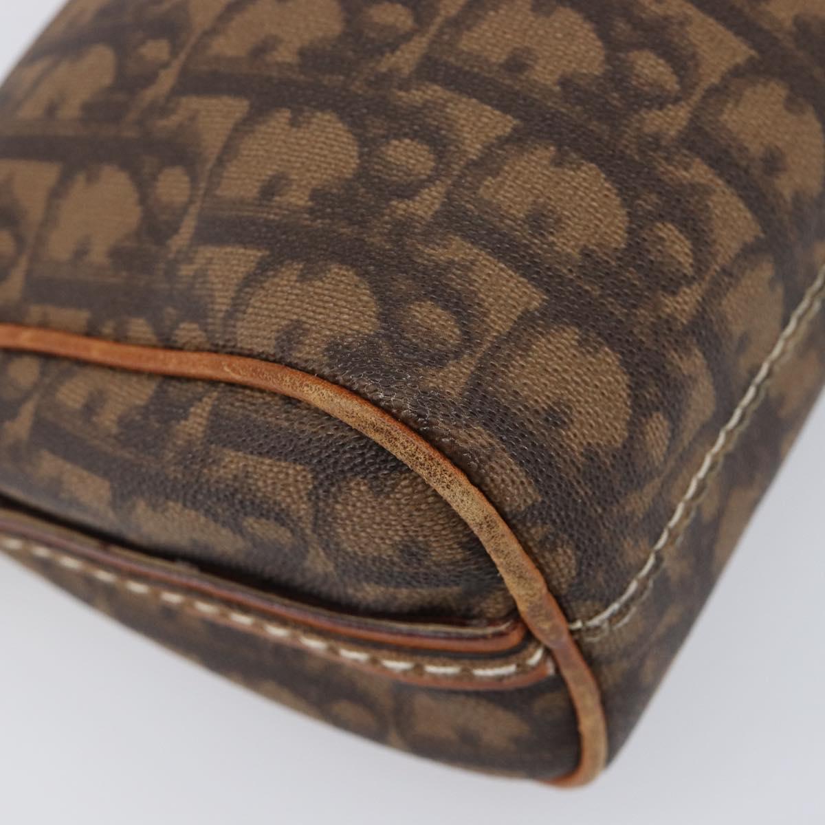 Christian Dior Trotter Canvas Romantic Chain Bag PVC Brown Silver Auth 196875M