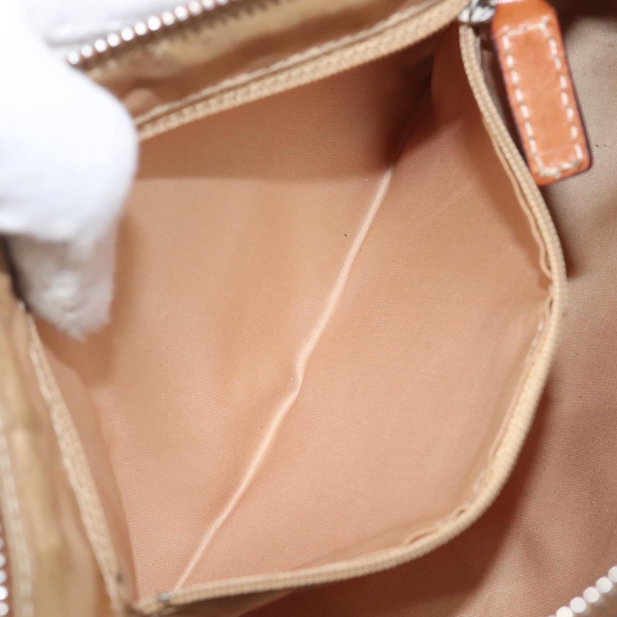 Christian Dior Trotter Canvas Romantic Chain Bag PVC Brown Silver Auth 196875M