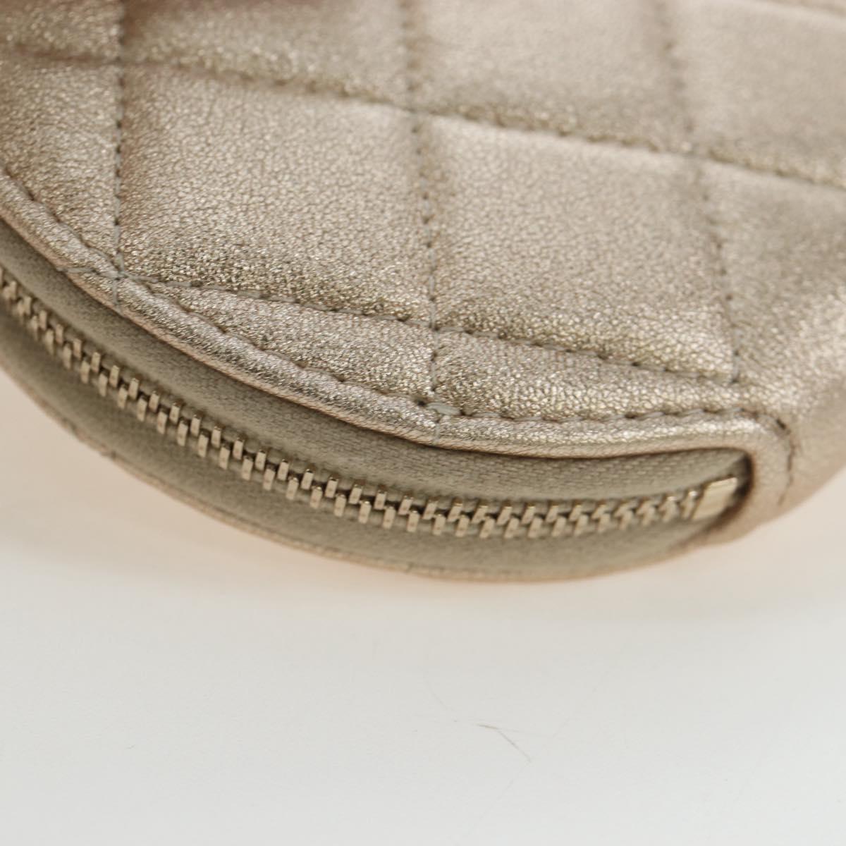 CHANEL Matelasse AirPods Case & Coin Purse Lamb Skin Gold CC Auth 196880M