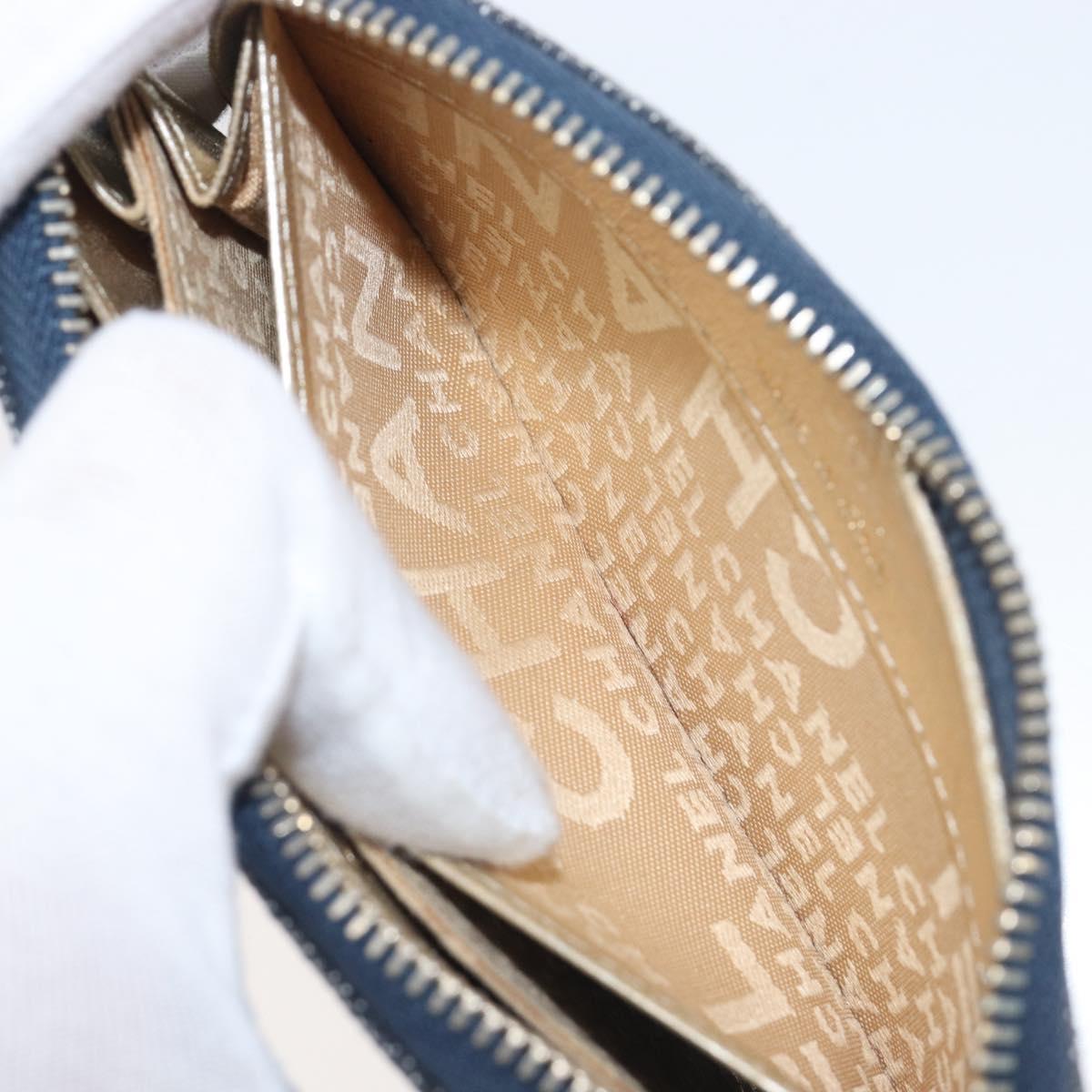 CHANEL COCO Mark Coin Purse Denim Blue Gold CC Auth 196884A
