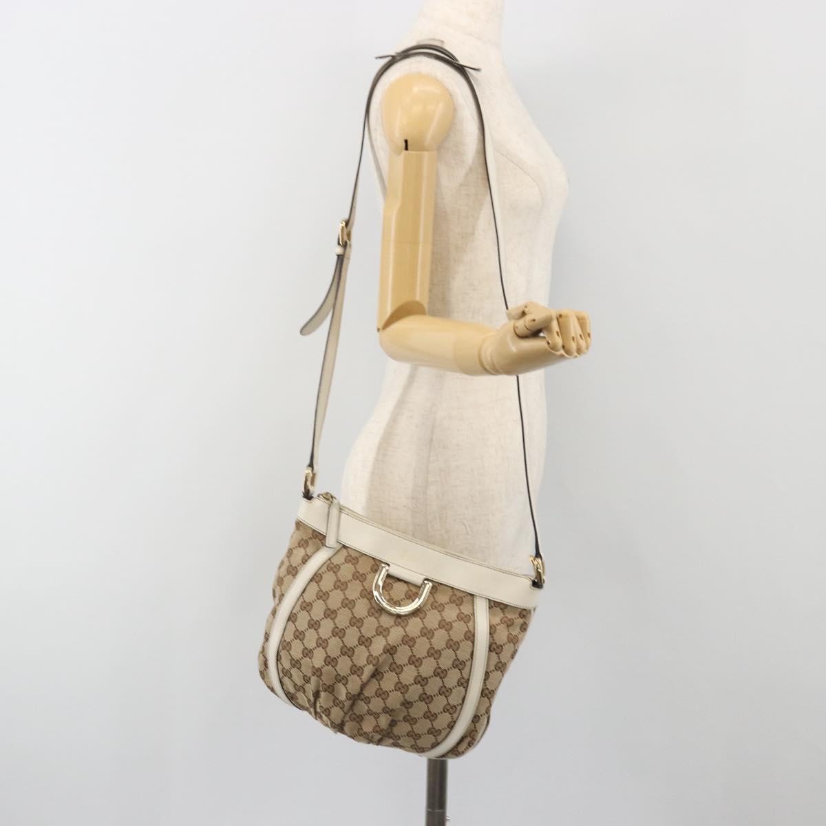 GUCCI GG Canvas Shoulder Bag Beige Gold 203257 Auth 196900