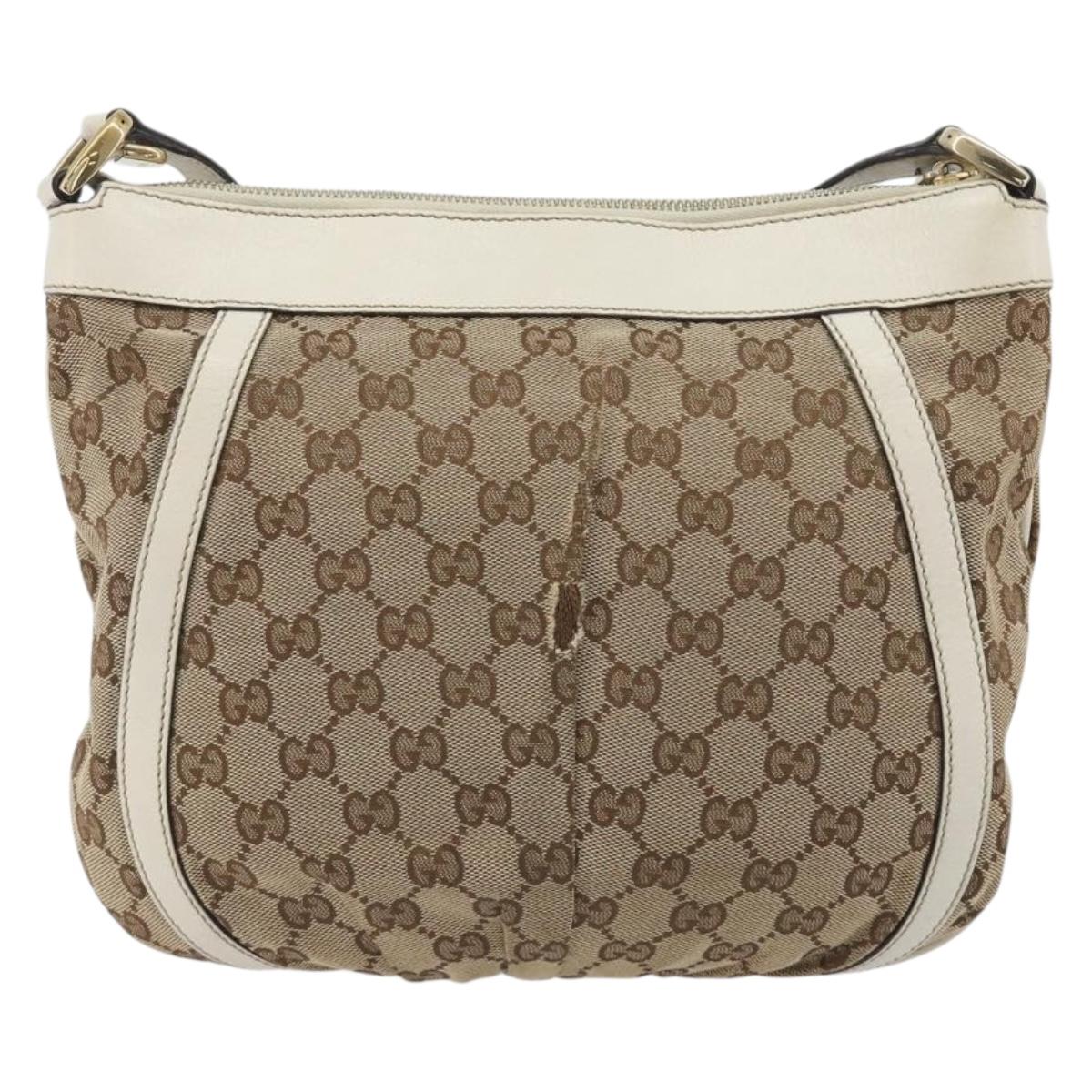 GUCCI GG Canvas Shoulder Bag Beige Gold 203257 Auth 196900