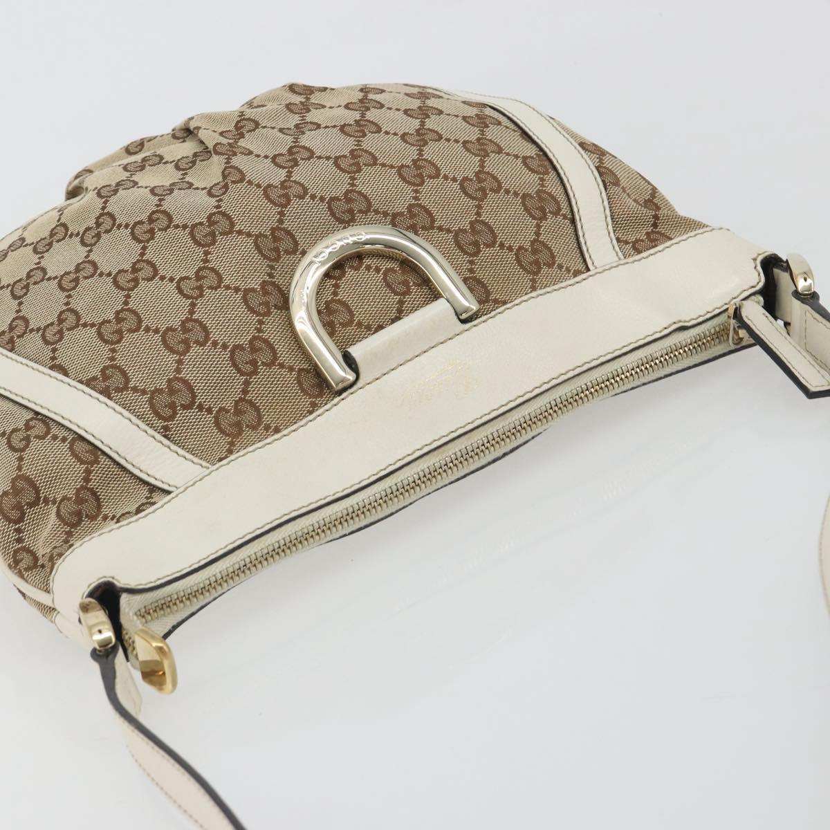 GUCCI GG Canvas Shoulder Bag Beige Gold 203257 Auth 196900