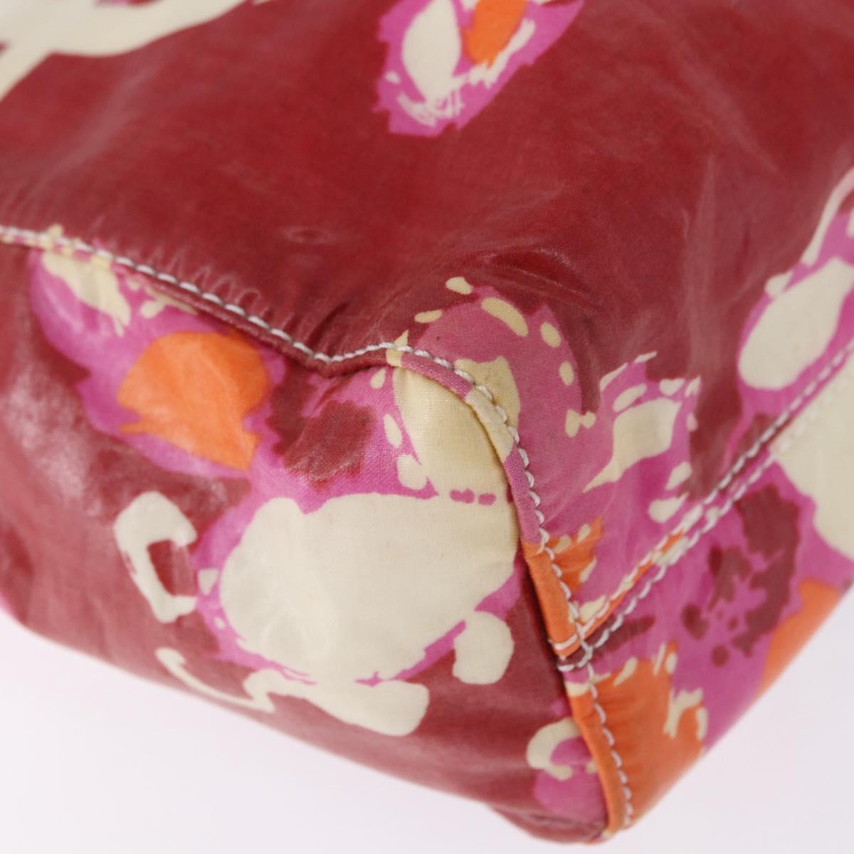 CHANEL High Summer Pouch Coated Canvas Red CC Auth 196901