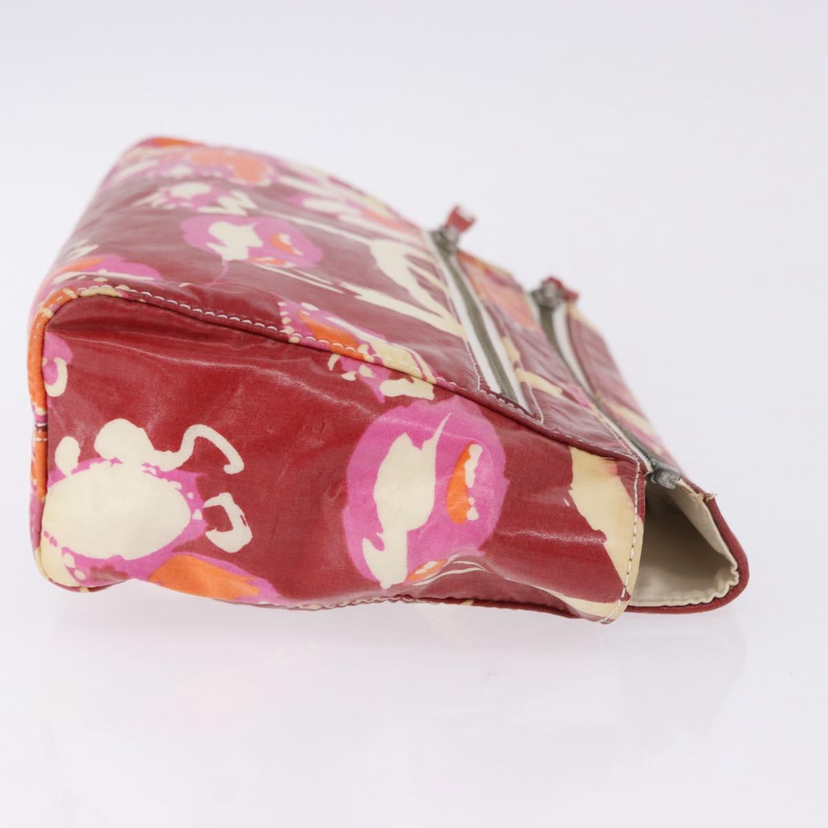 CHANEL High Summer Pouch Coated Canvas Red CC Auth 196901