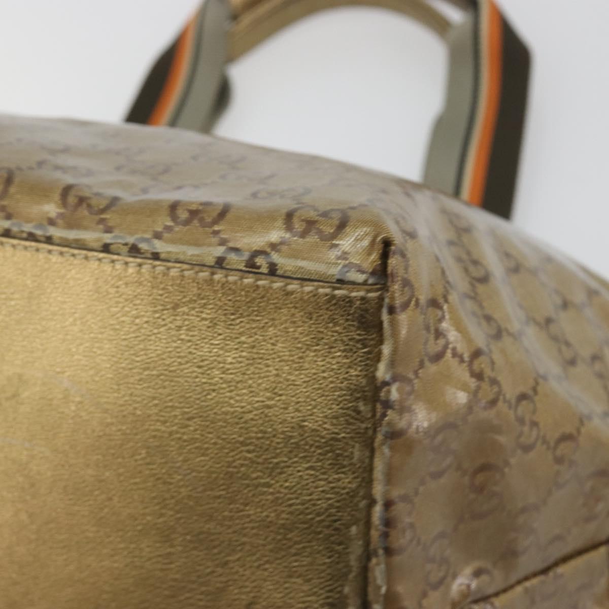 GUCCI GG Canvas GG Crystal Tote Bag Coated Canvas Gold 131230 Auth 196911