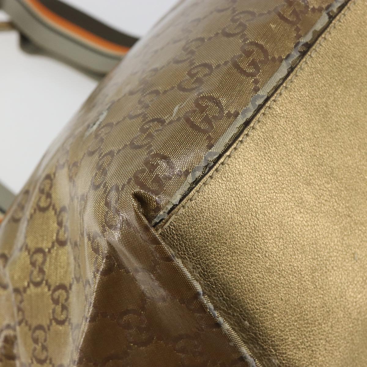 GUCCI GG Canvas GG Crystal Tote Bag Coated Canvas Gold 131230 Auth 196911