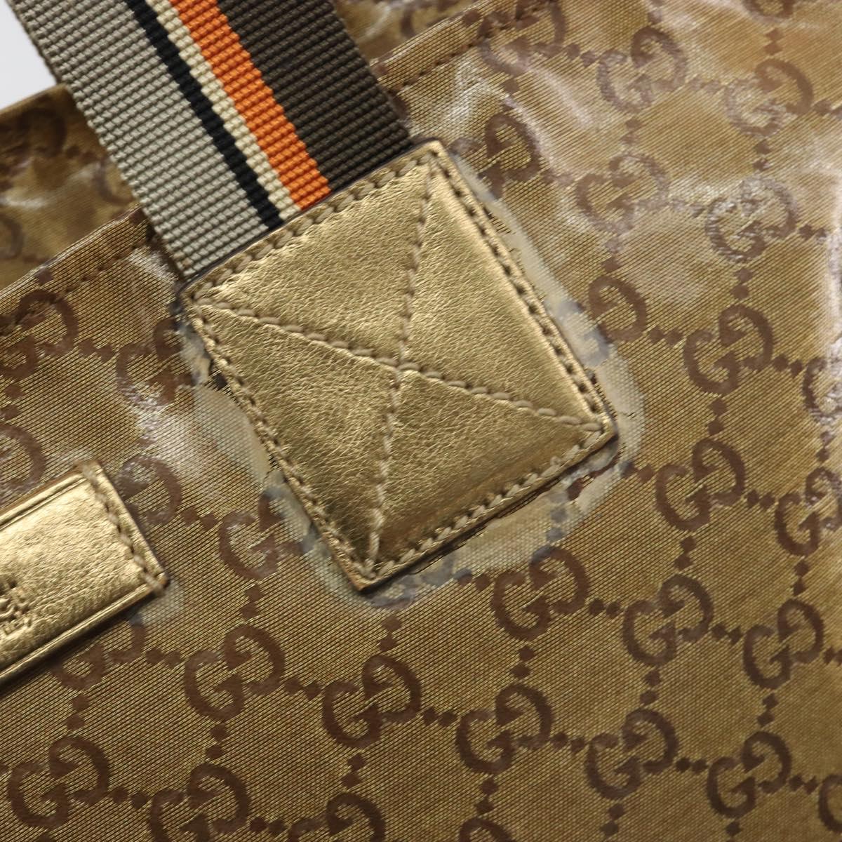 GUCCI GG Canvas GG Crystal Tote Bag Coated Canvas Gold 131230 Auth 196911