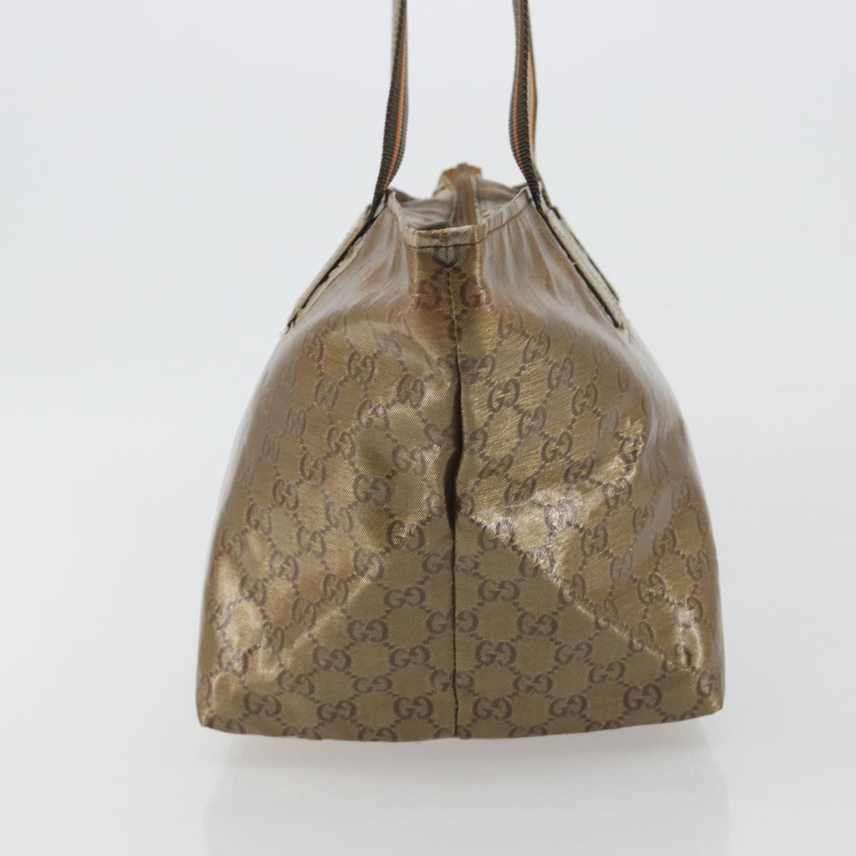 GUCCI GG Canvas GG Crystal Tote Bag Coated Canvas Gold 131230 Auth 196911