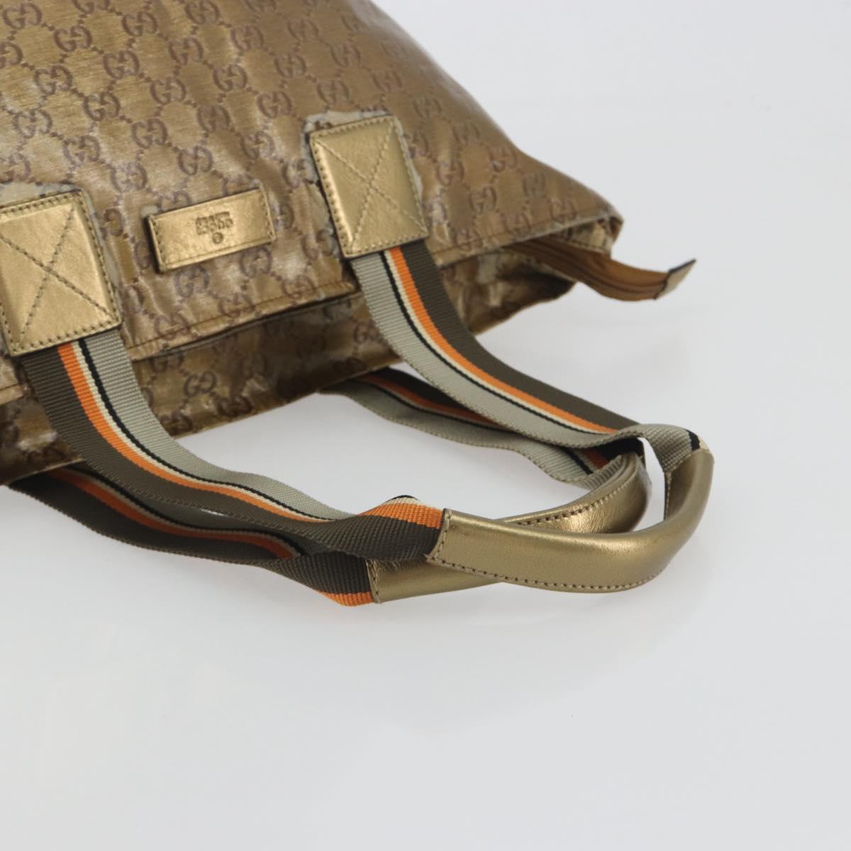 GUCCI GG Canvas GG Crystal Tote Bag Coated Canvas Gold 131230 Auth 196911