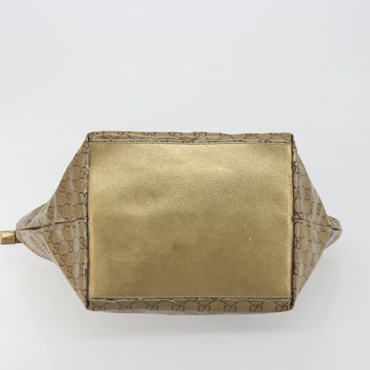GUCCI GG Canvas GG Crystal Tote Bag Coated Canvas Gold 131230 Auth 196911