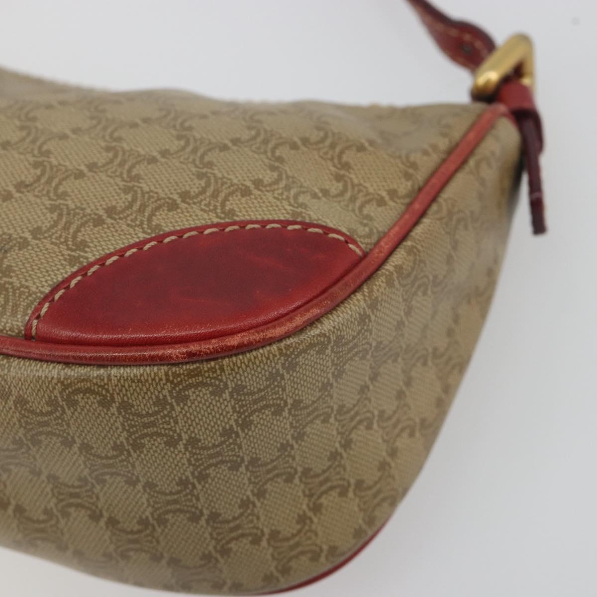 CELINE Macadam Canvas Accessory Pouch PVC Beige Gold Auth 196915