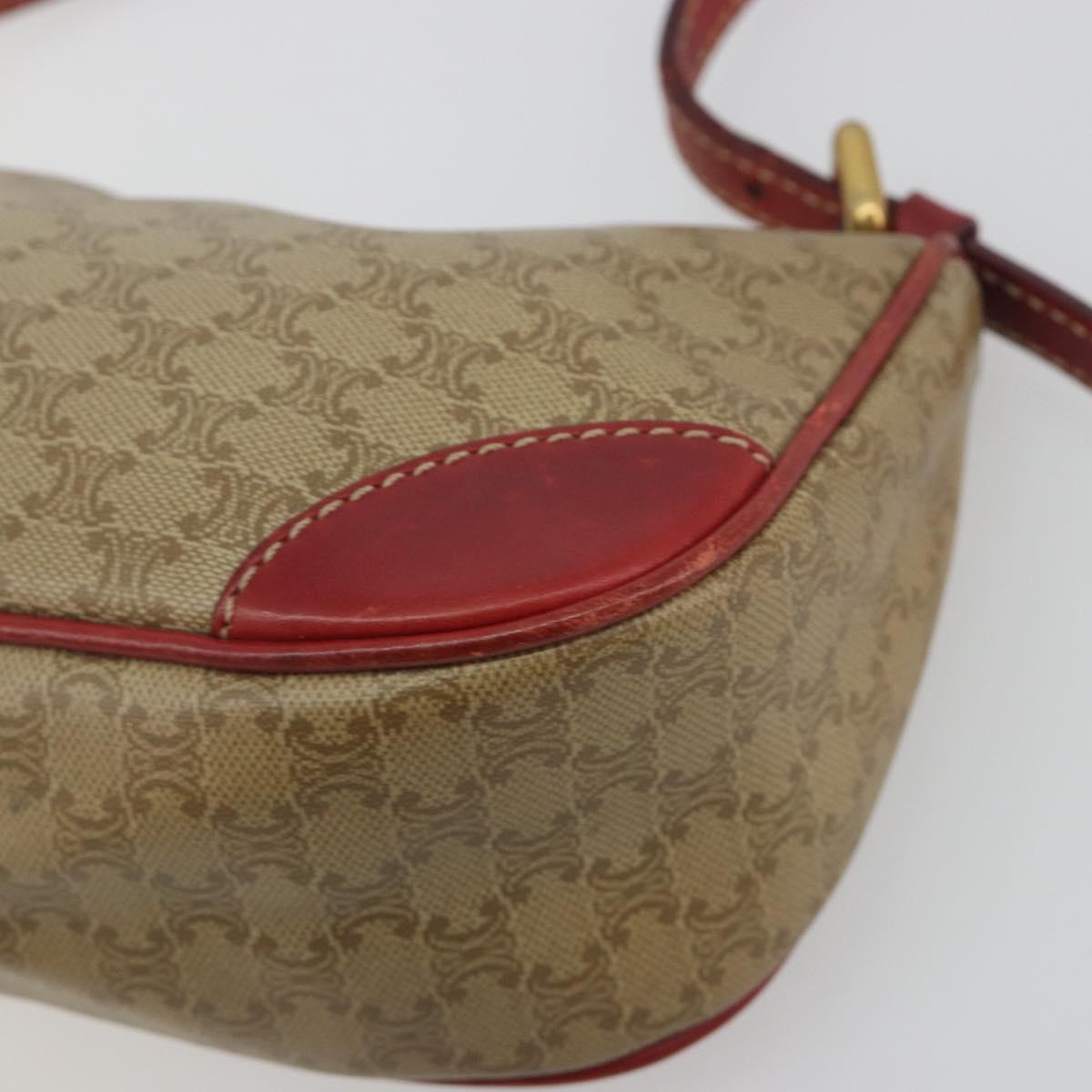 CELINE Macadam Canvas Accessory Pouch PVC Beige Gold Auth 196915