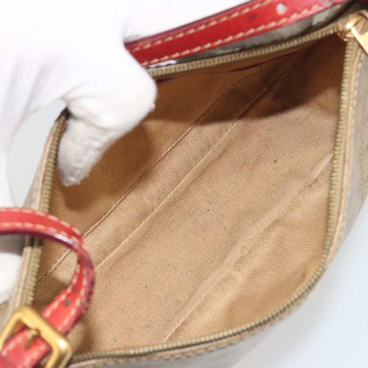 CELINE Macadam Canvas Accessory Pouch PVC Beige Gold Auth 196915