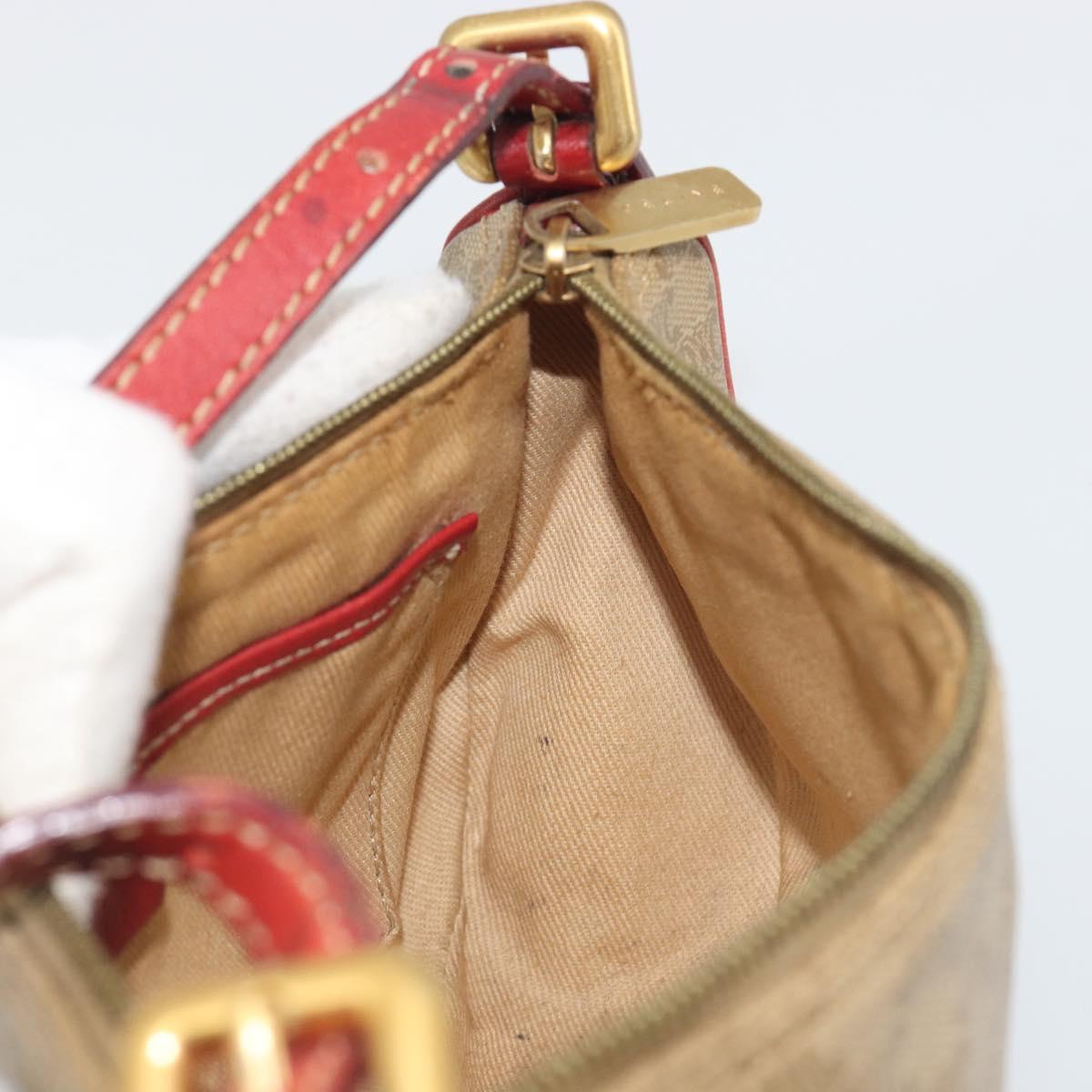 CELINE Macadam Canvas Accessory Pouch PVC Beige Gold Auth 196915