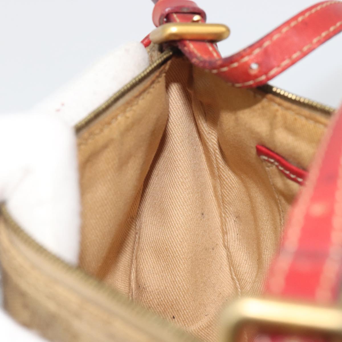 CELINE Macadam Canvas Accessory Pouch PVC Beige Gold Auth 196915