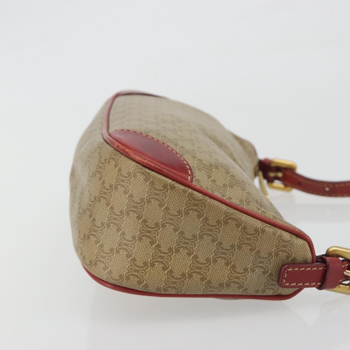 CELINE Macadam Canvas Accessory Pouch PVC Beige Gold Auth 196915