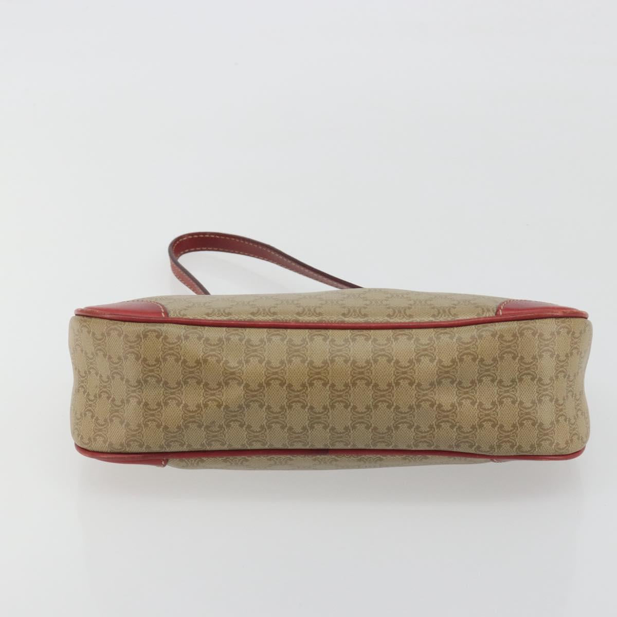 CELINE Macadam Canvas Accessory Pouch PVC Beige Gold Auth 196915