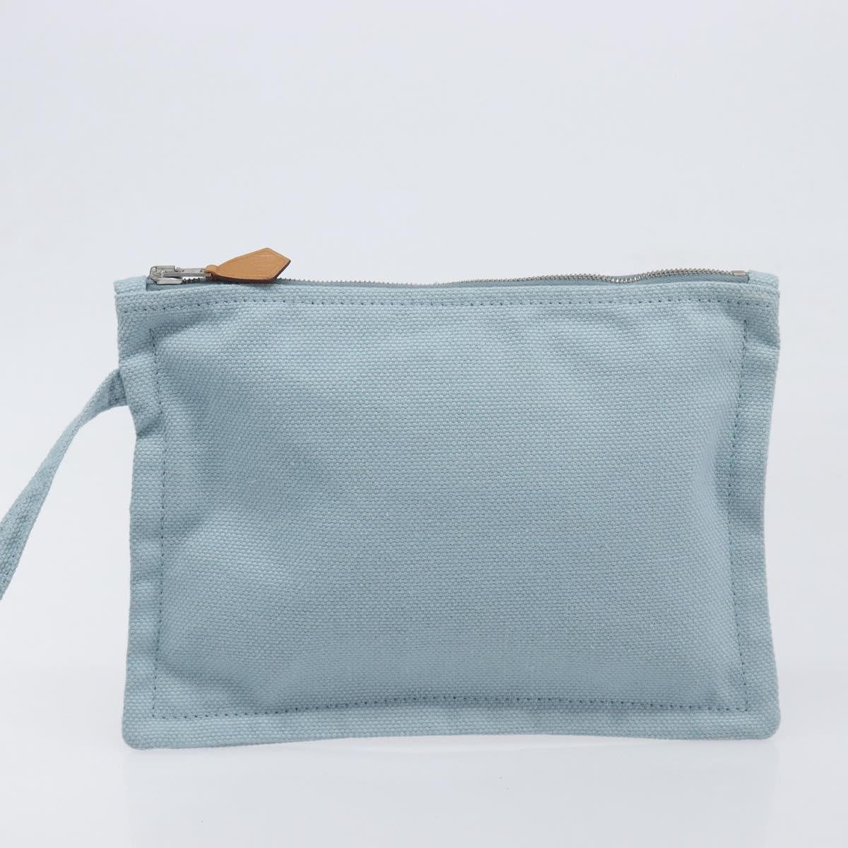 HERMES Bora Bora PM Hand Bag Canvas Light Blue Silver Auth 196916A