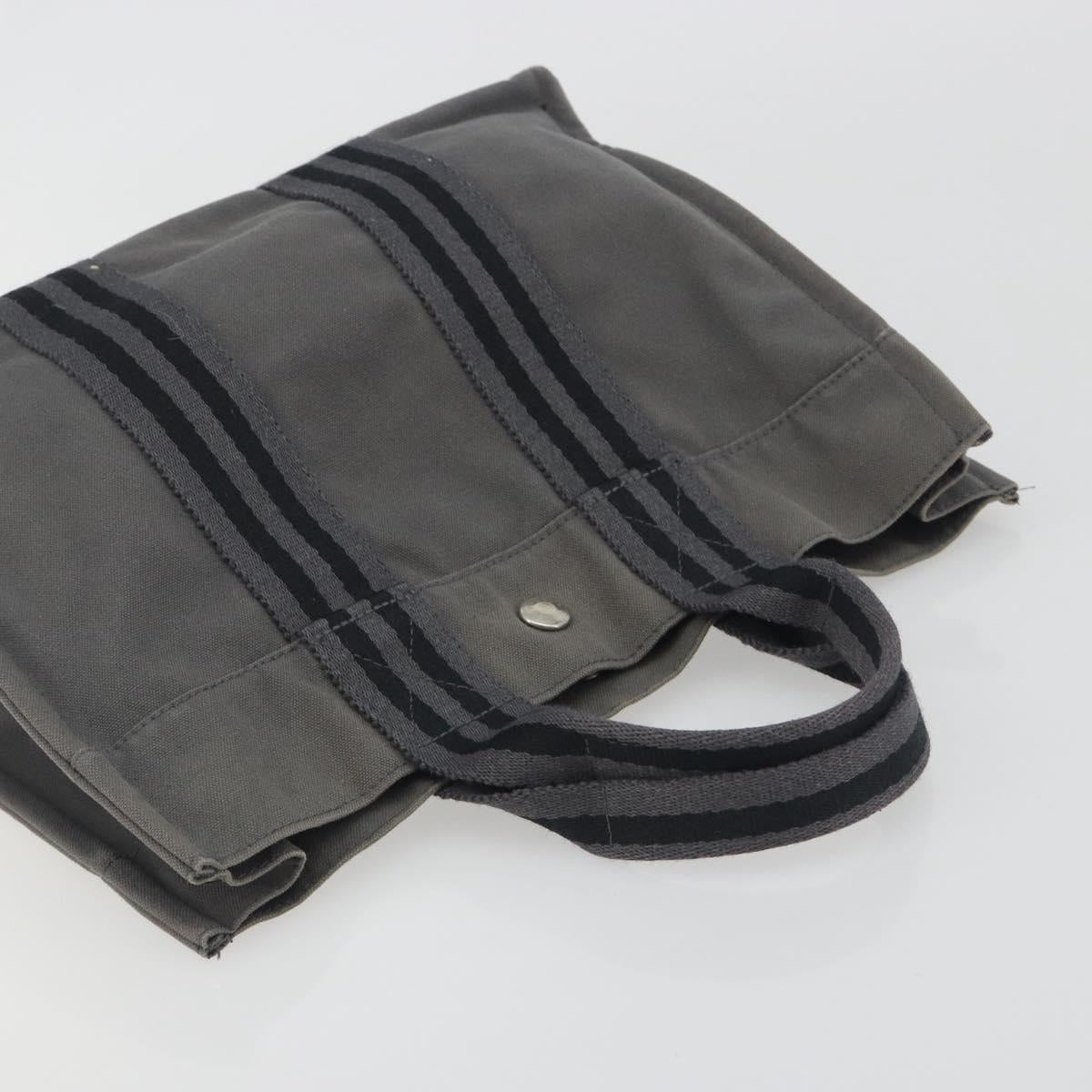 HERMES Fourre Tout PM Hand Bag Canvas Gray Silver Auth 196919A