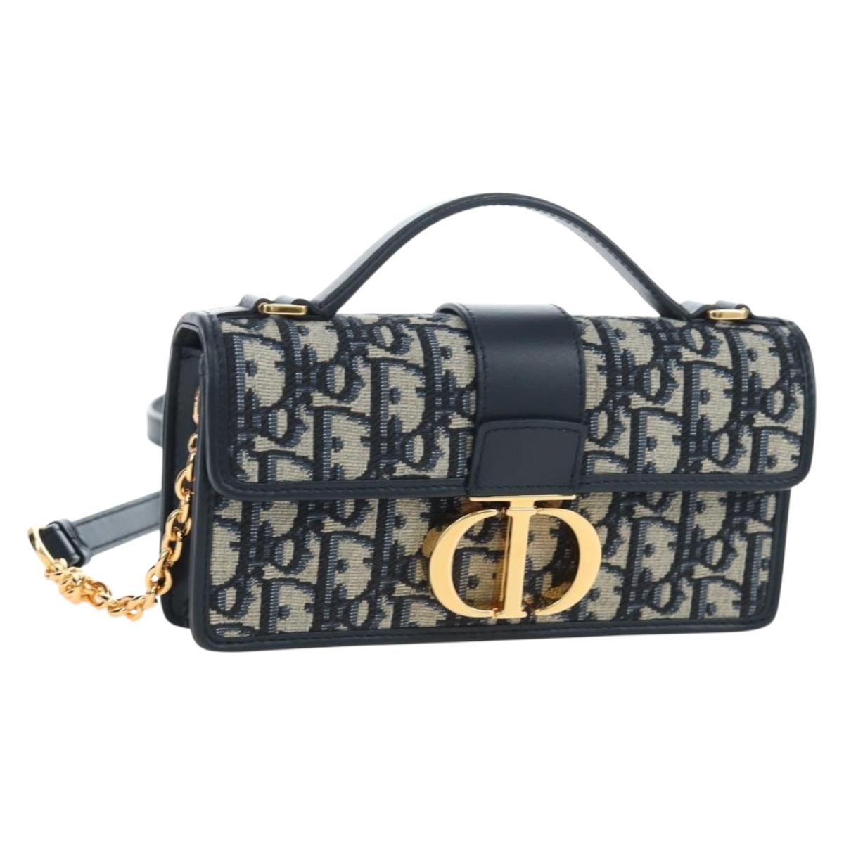 Christian Dior Trotter Canvas Dior 30 Montaigne Bag 2way Navy Gold Auth 196920SAM