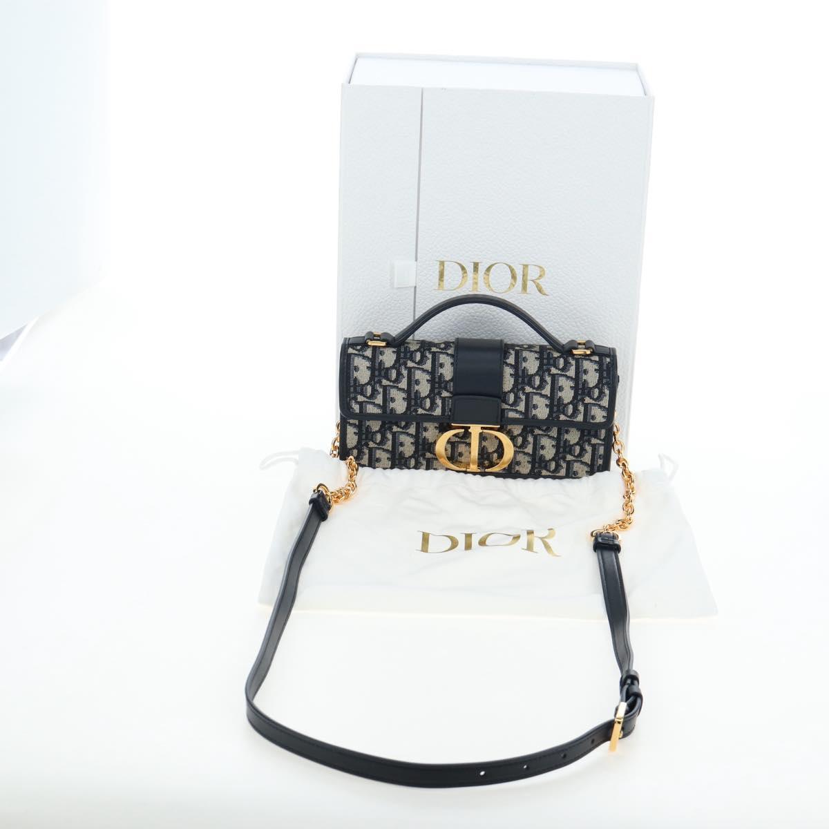 Christian Dior Trotter Canvas Dior 30 Montaigne Bag 2way Navy Gold Auth 196920SAM
