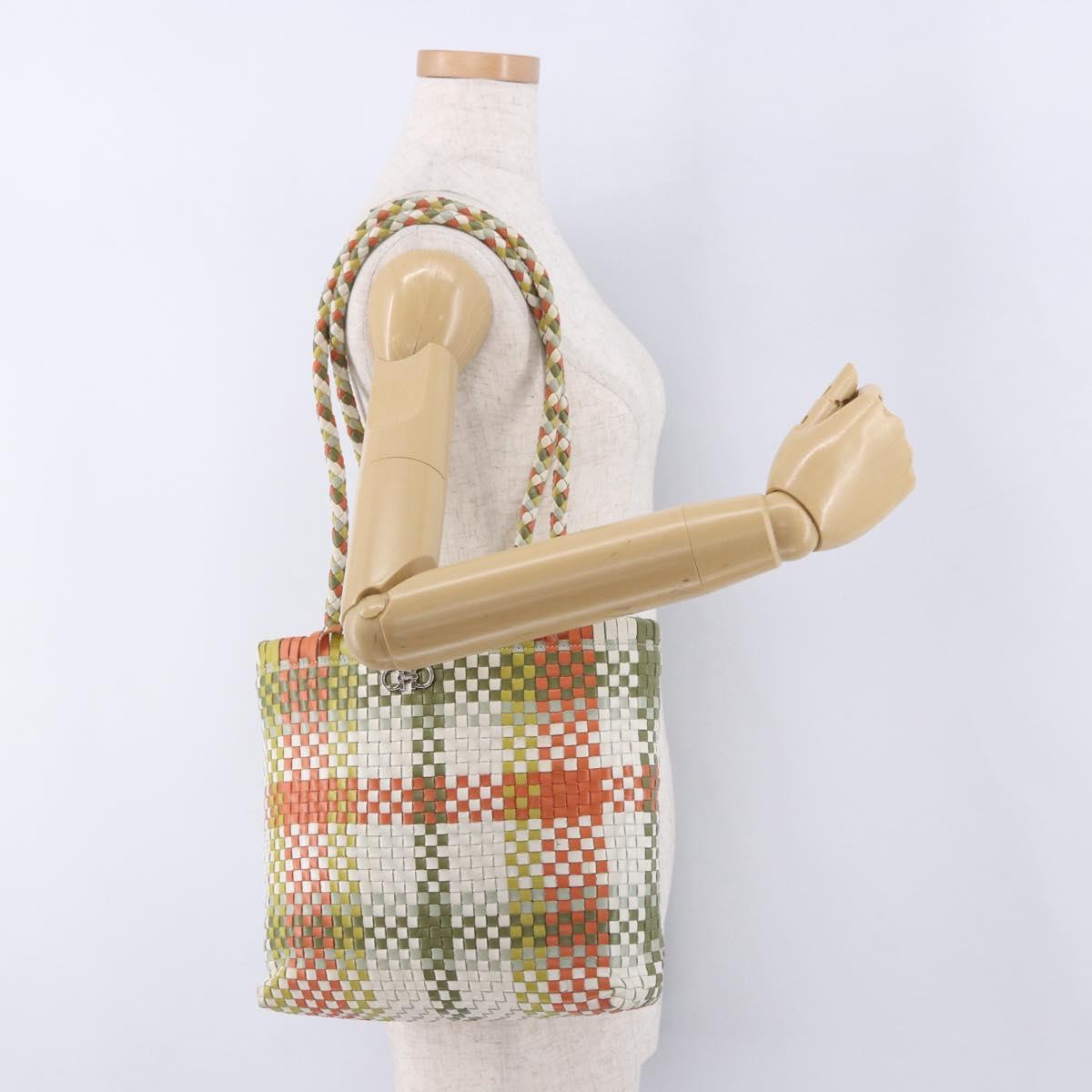 Salvatore Ferragamo Gancini Tote Bag Leather Multicolor Silver Auth 196921A