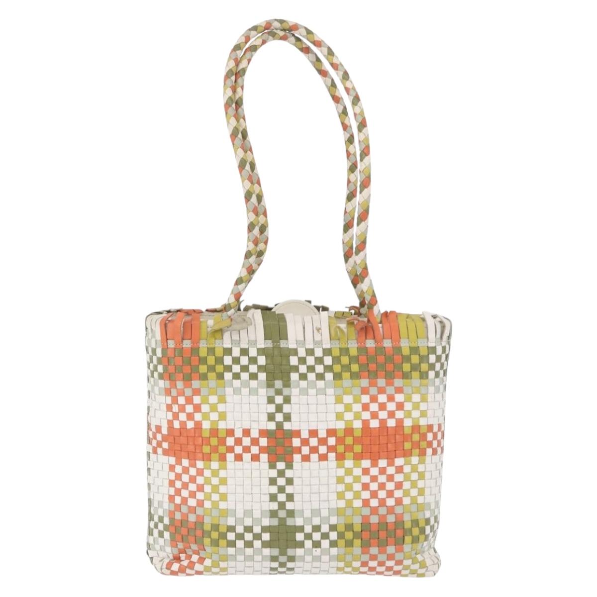 Salvatore Ferragamo Gancini Tote Bag Leather Multicolor Silver Auth 196921A