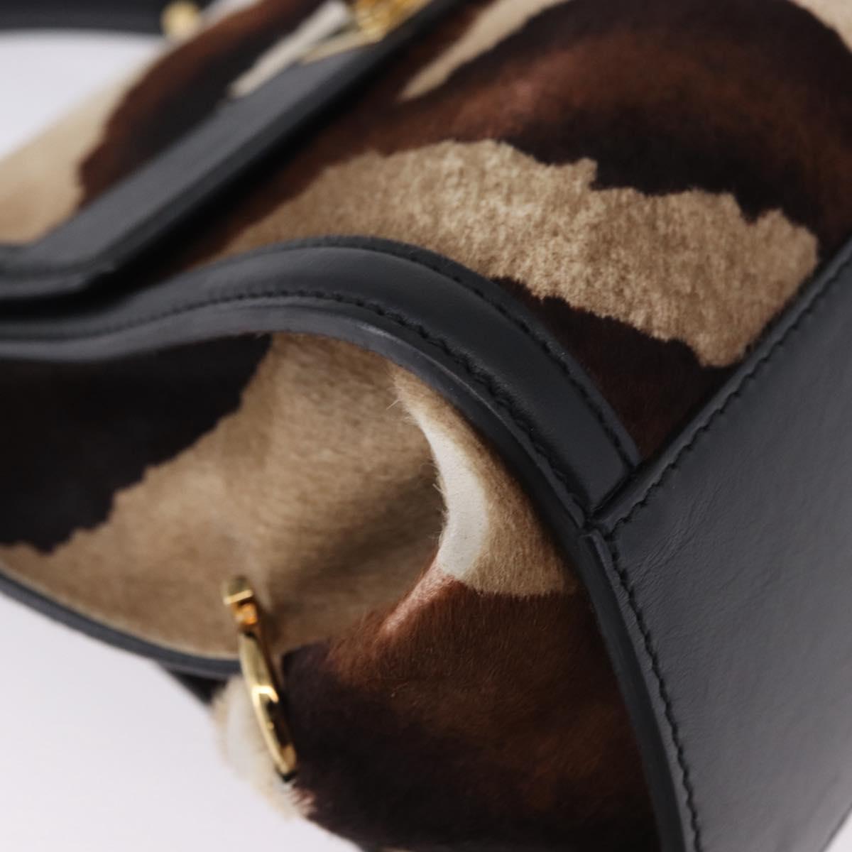 Salvatore Ferragamo Gancini Sofia Bag Harako leather 2way Brown Gold Auth 196922A
