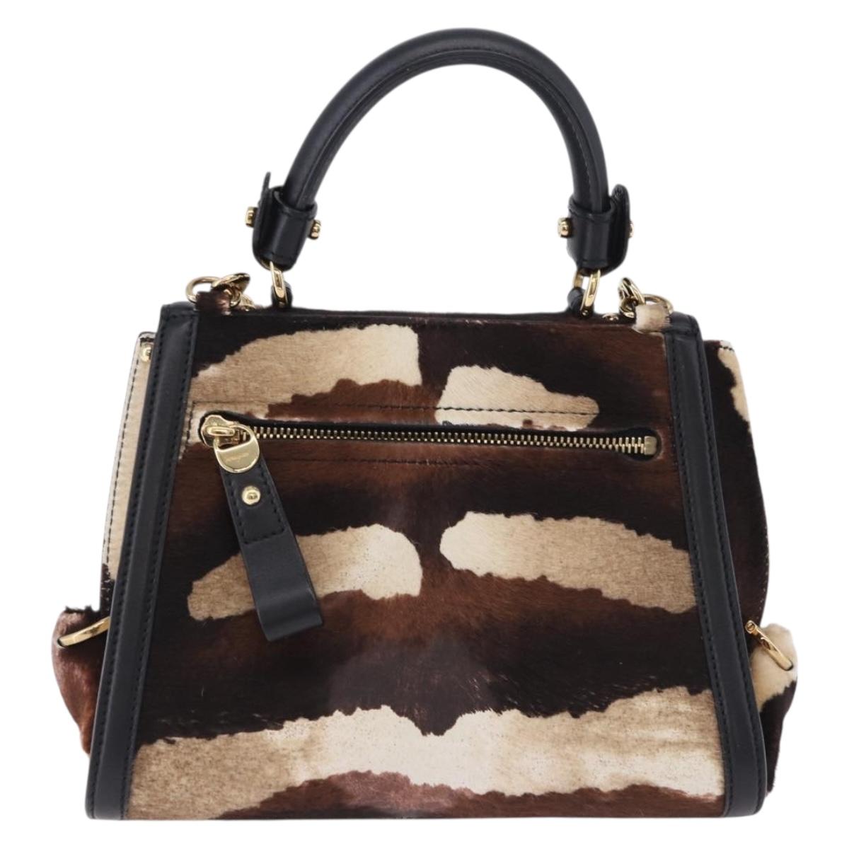 Salvatore Ferragamo Gancini Sofia Bag Harako leather 2way Brown Gold Auth 196922A