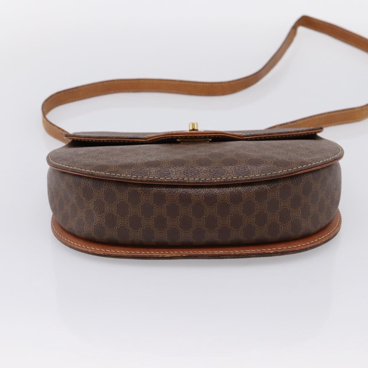 CELINE Macadam Canvas Hand Bag PVC Leather 2way Brown Gold Auth 196924