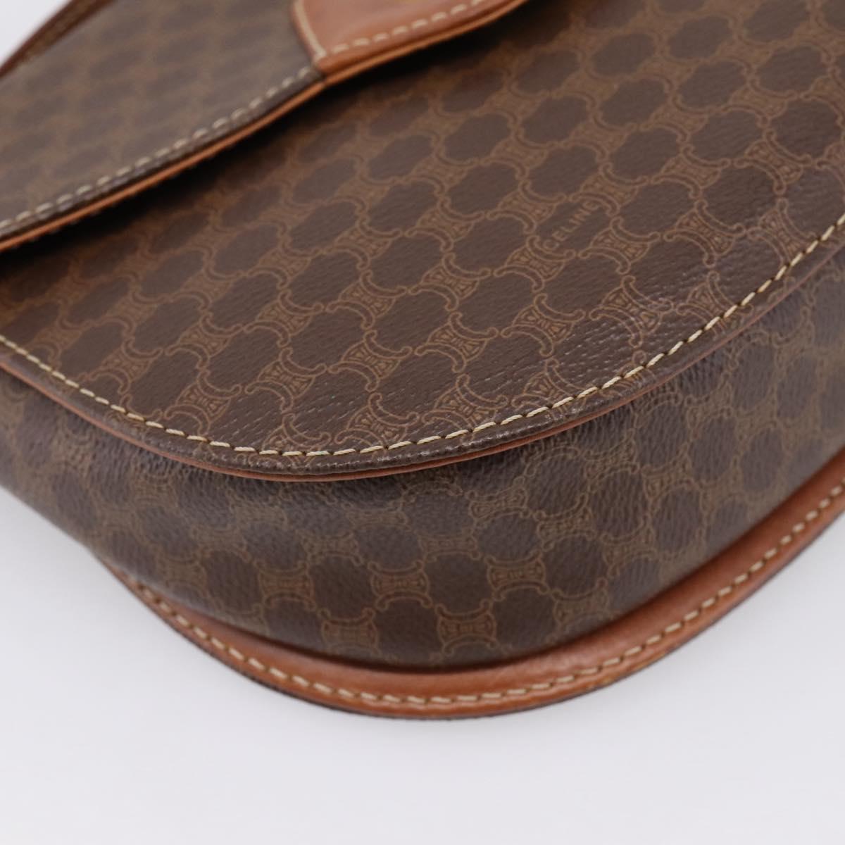 CELINE Macadam Canvas Hand Bag PVC Leather 2way Brown Gold Auth 196924