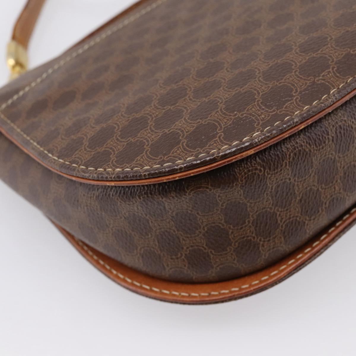 CELINE Macadam Canvas Hand Bag PVC Leather 2way Brown Gold Auth 196924