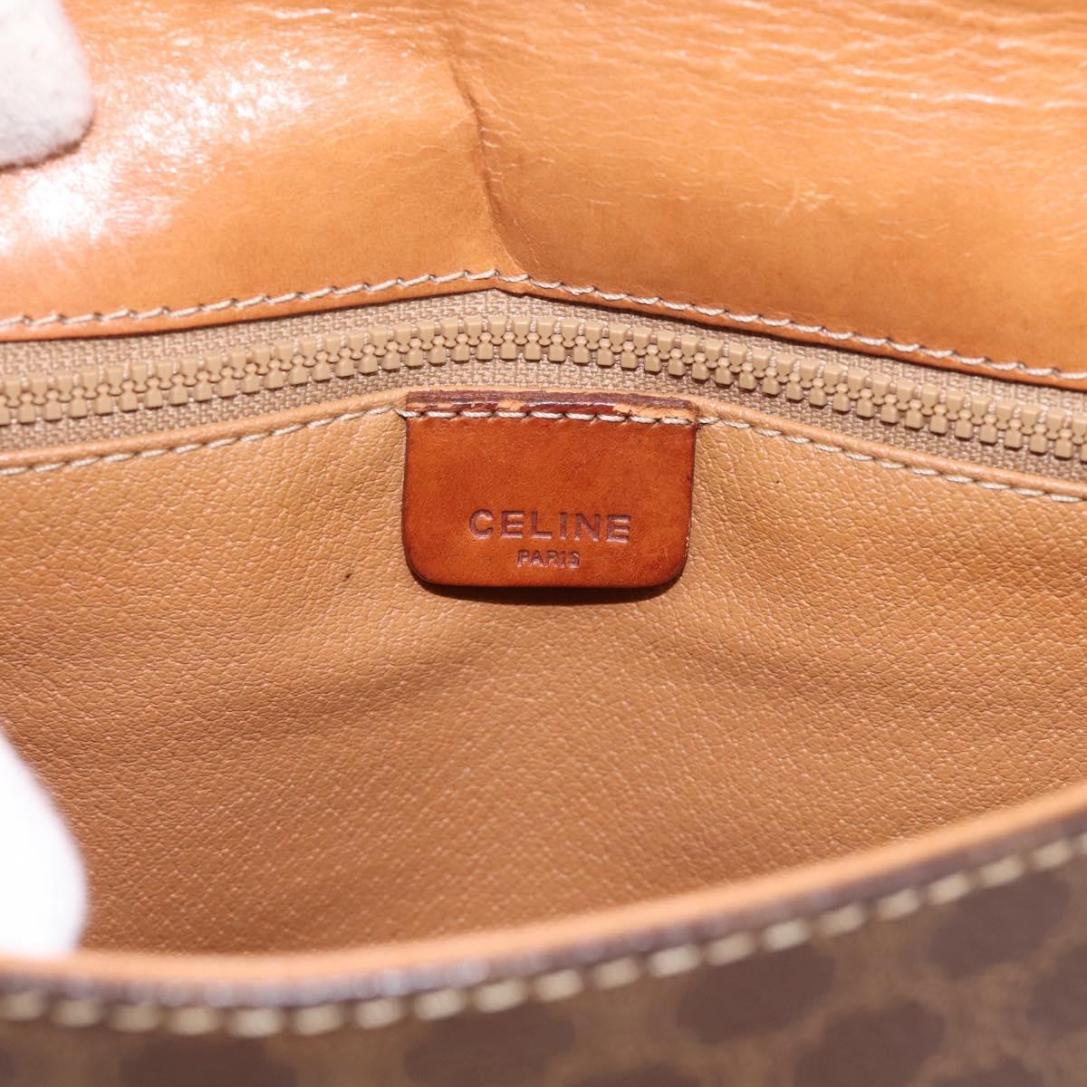 CELINE Macadam Canvas Hand Bag PVC Leather 2way Brown Gold Auth 196924