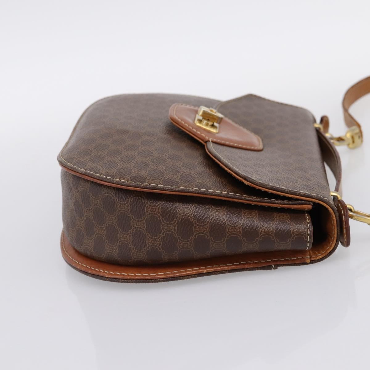 CELINE Macadam Canvas Hand Bag PVC Leather 2way Brown Gold Auth 196924